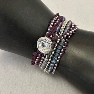 Chloe + Isabel beaded wrap bracelet in silver, gray, and burgundy